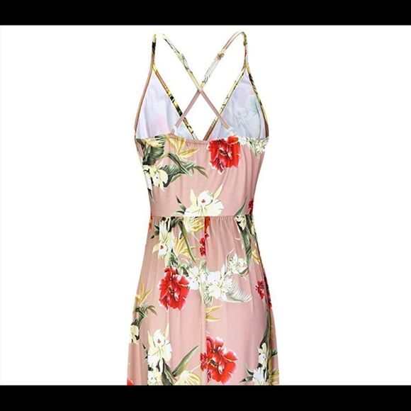 II ININ Deep V-neck Casual Backless Floral Split Maxi Dress Size Small - Picture 3 of 7